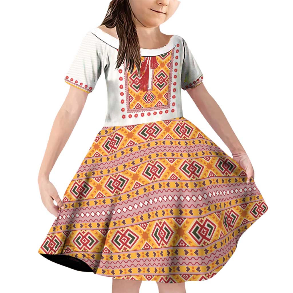 Slovakia Costume Family Matching Off Shoulder Short Dress and Hawaiian Shirt Traditional Folk Pattern