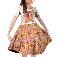 Slovakia Costume Family Matching Off Shoulder Short Dress and Hawaiian Shirt Traditional Folk Pattern