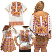 Slovakia Costume Family Matching Off Shoulder Short Dress and Hawaiian Shirt Traditional Folk Pattern