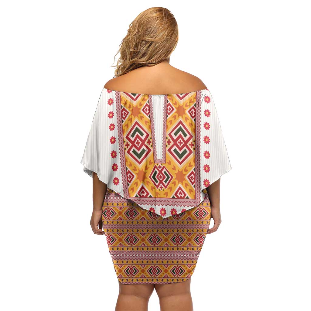 Slovakia Costume Family Matching Off Shoulder Short Dress and Hawaiian Shirt Traditional Folk Pattern