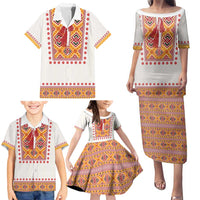 Slovakia Costume Family Matching Puletasi and Hawaiian Shirt Traditional Folk Pattern