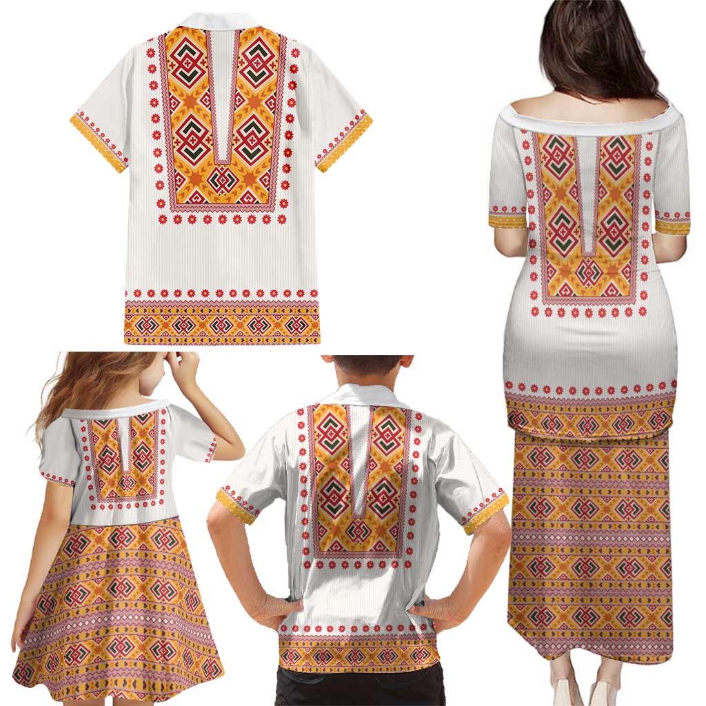 Slovakia Costume Family Matching Puletasi and Hawaiian Shirt Traditional Folk Pattern