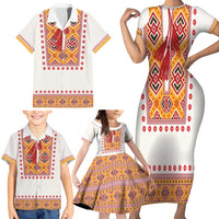 Slovakia Costume Family Matching Short Sleeve Bodycon Dress and Hawaiian Shirt Traditional Folk Pattern