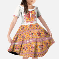 Slovakia Costume Kid Short Sleeve Dress Traditional Folk Pattern