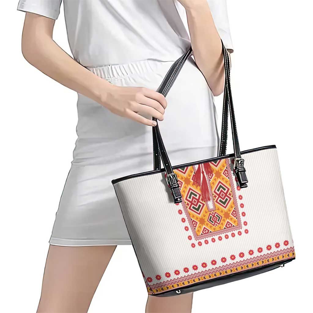 Slovakia Costume Leather Tote Bag Traditional Folk Pattern