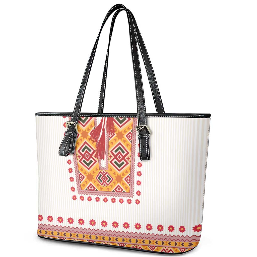 Slovakia Costume Leather Tote Bag Traditional Folk Pattern