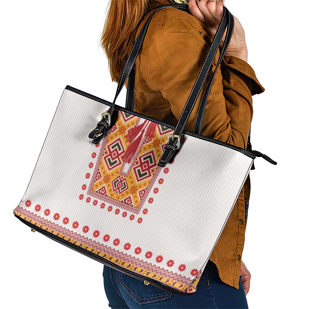 Slovakia Costume Leather Tote Bag Traditional Folk Pattern
