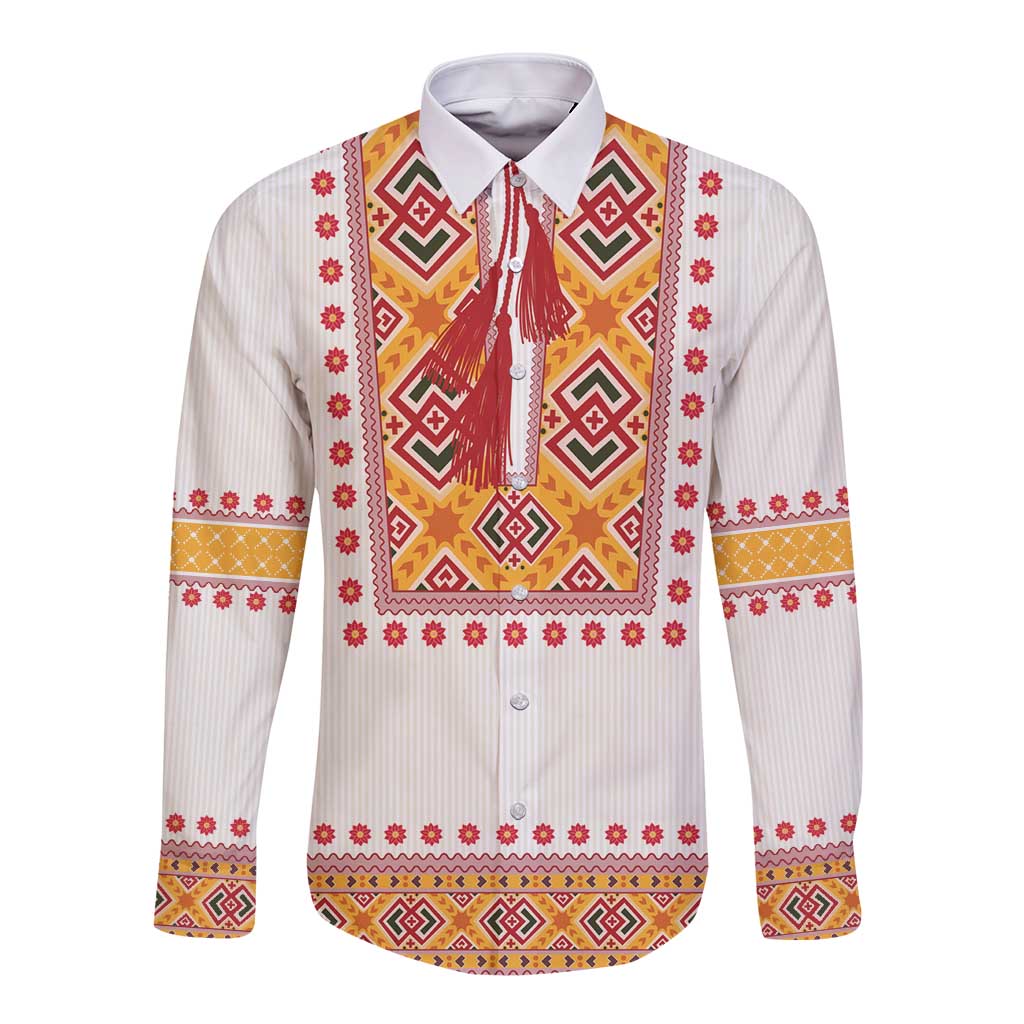 Slovakia Costume Long Sleeve Button Shirt Traditional Folk Pattern
