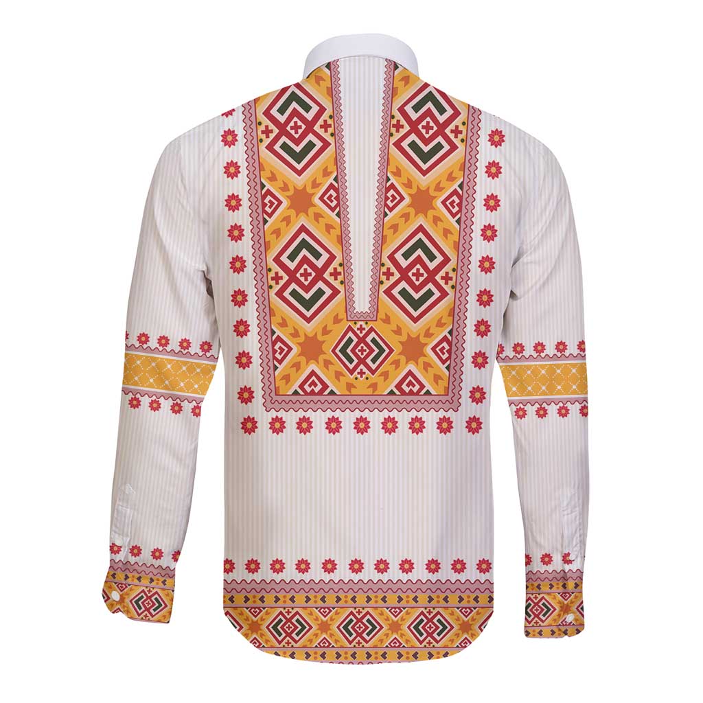 Slovakia Costume Long Sleeve Button Shirt Traditional Folk Pattern