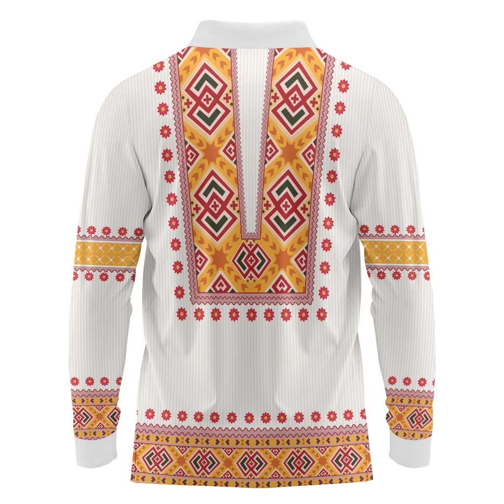 Slovakia Costume Long Sleeve Polo Shirt Traditional Folk Pattern