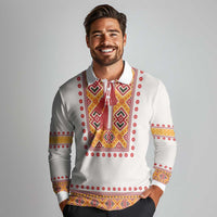 Slovakia Costume Long Sleeve Polo Shirt Traditional Folk Pattern