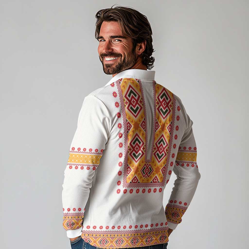 Slovakia Costume Long Sleeve Polo Shirt Traditional Folk Pattern