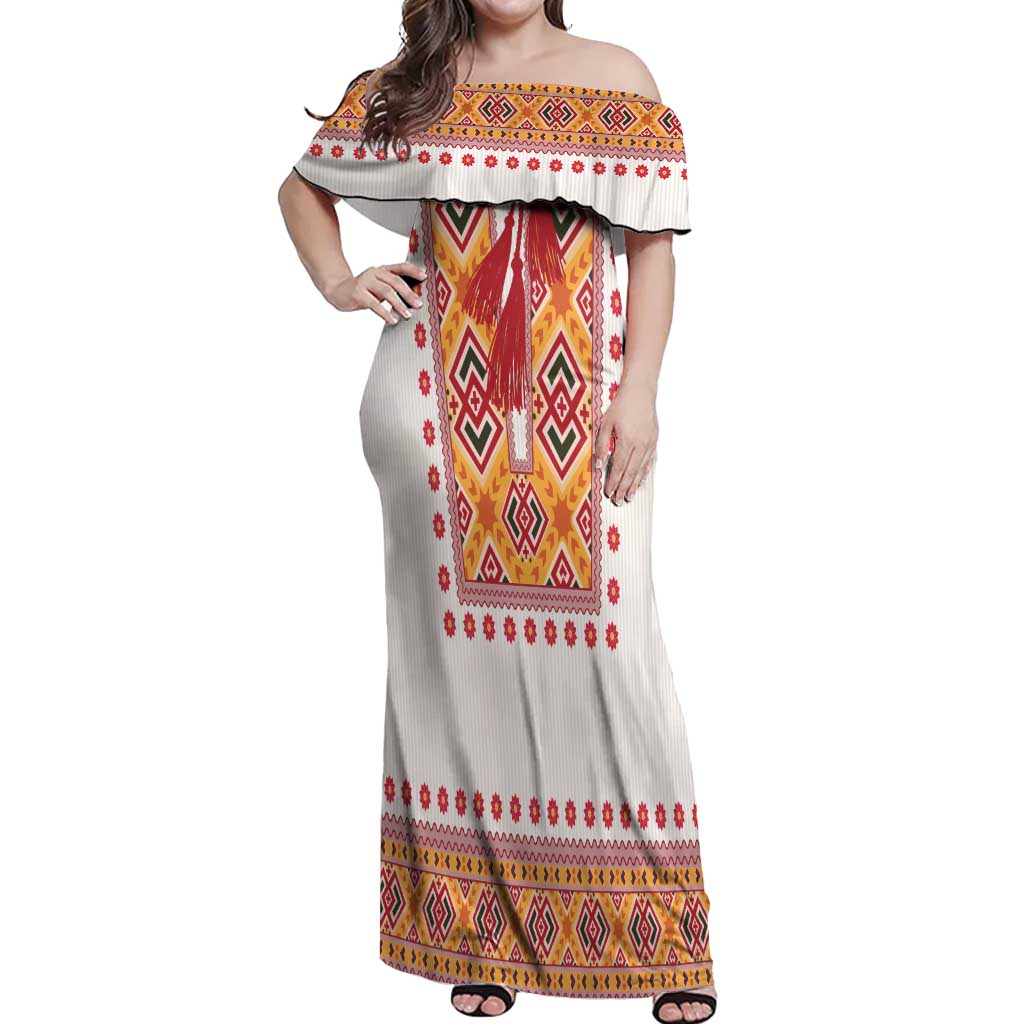 Slovakia Costume Off Shoulder Maxi Dress Traditional Folk Pattern