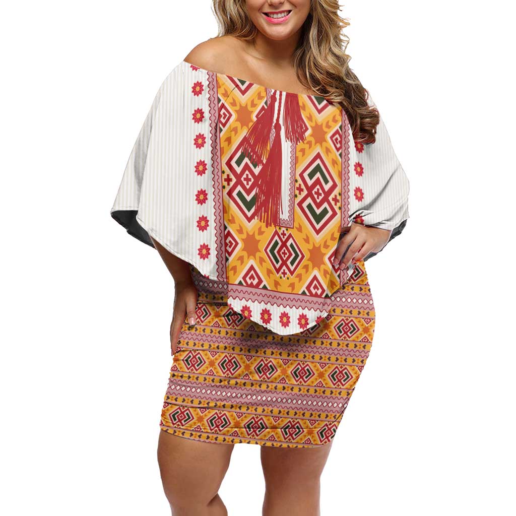 Slovakia Costume Off Shoulder Short Dress Traditional Folk Pattern