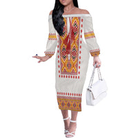 Slovakia Costume Off The Shoulder Long Sleeve Dress Traditional Folk Pattern