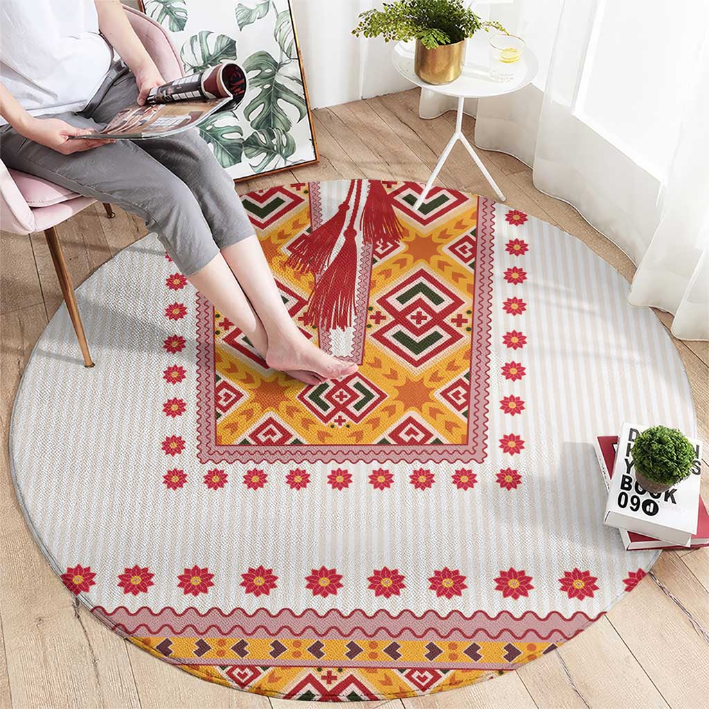 Slovakia Costume Round Carpet Traditional Folk Pattern