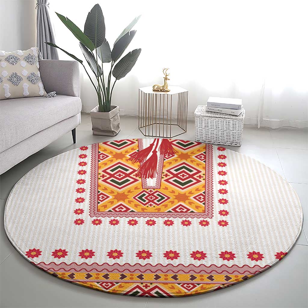 Slovakia Costume Round Carpet Traditional Folk Pattern