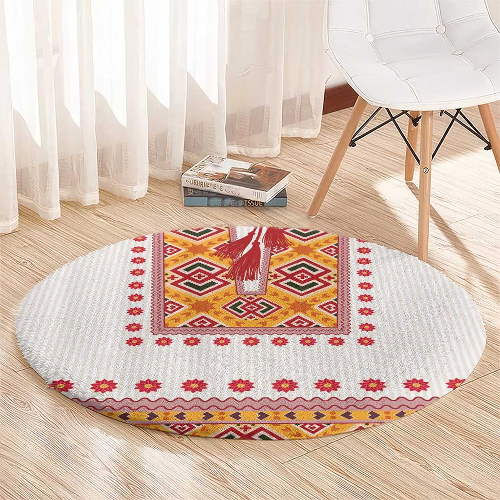 Slovakia Costume Round Carpet Traditional Folk Pattern