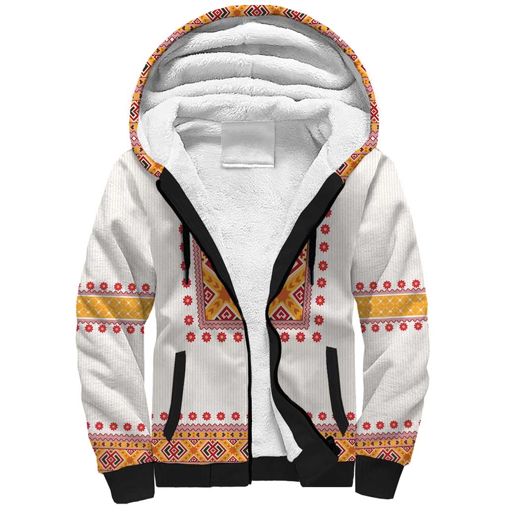 Slovakia Costume Sherpa Hoodie Traditional Folk Pattern