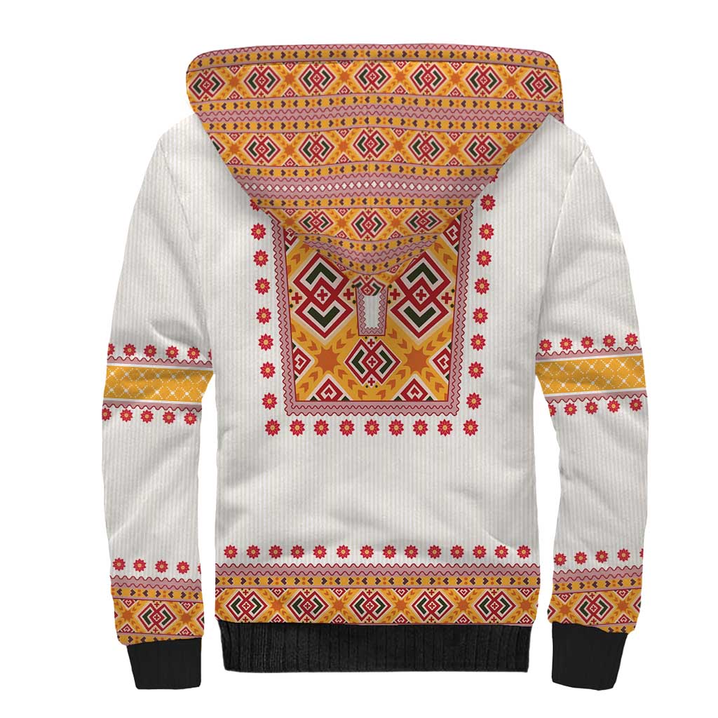 Slovakia Costume Sherpa Hoodie Traditional Folk Pattern