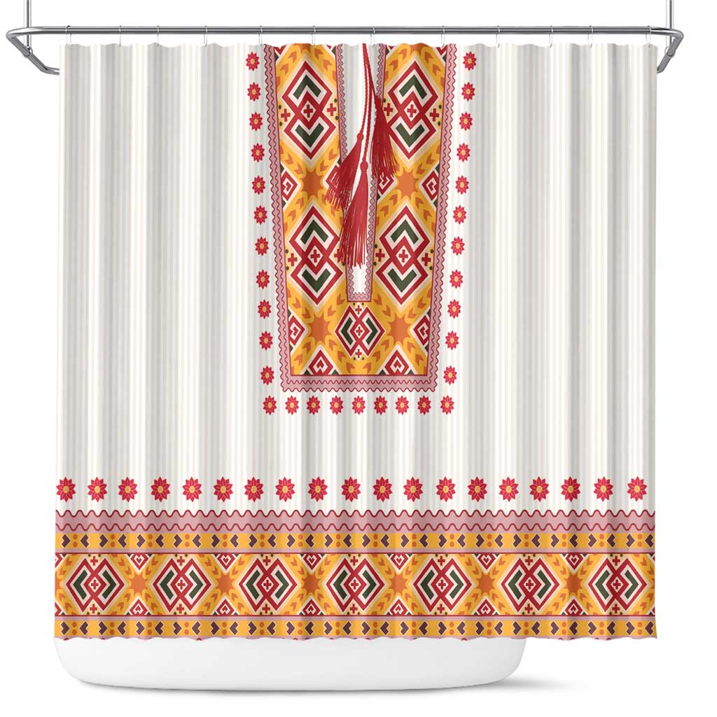 Slovakia Costume Shower Curtain Traditional Folk Pattern