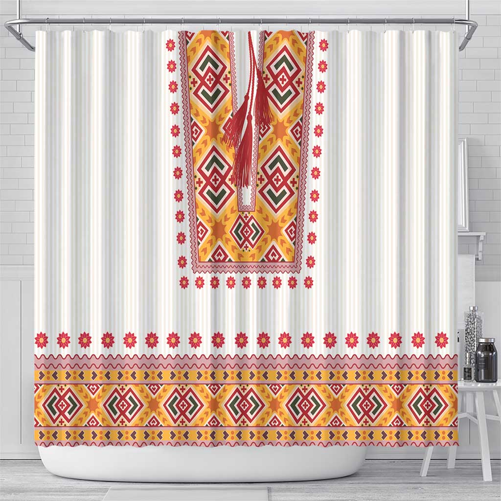 Slovakia Costume Shower Curtain Traditional Folk Pattern