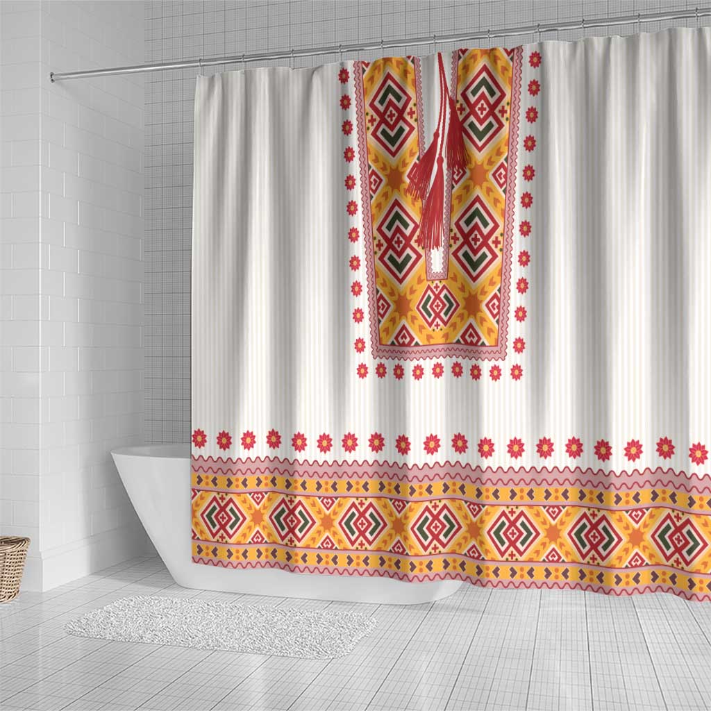 Slovakia Costume Shower Curtain Traditional Folk Pattern