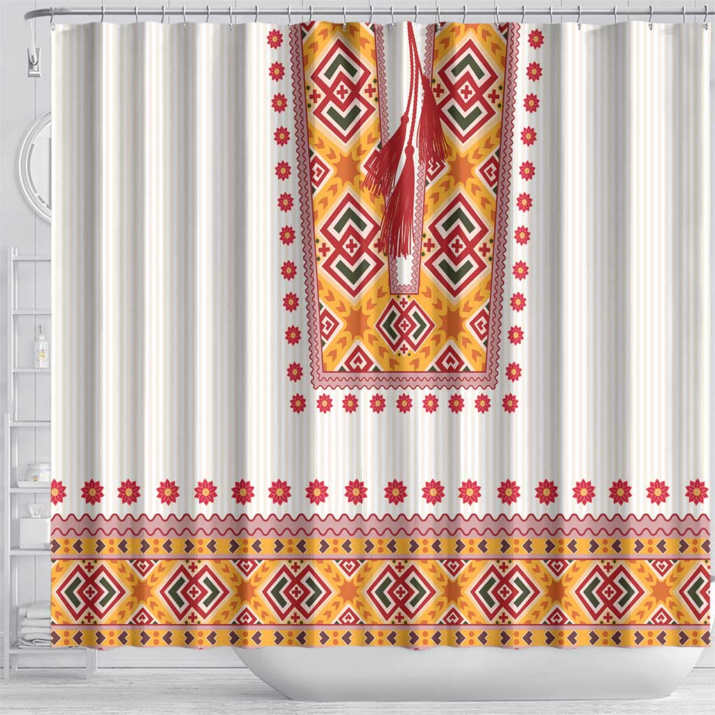 Slovakia Costume Shower Curtain Traditional Folk Pattern
