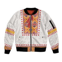 Slovakia Costume Sleeve Zip Bomber Jacket Traditional Folk Pattern
