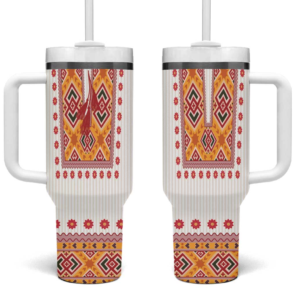 Slovakia Costume Tumbler With Handle Traditional Folk Pattern
