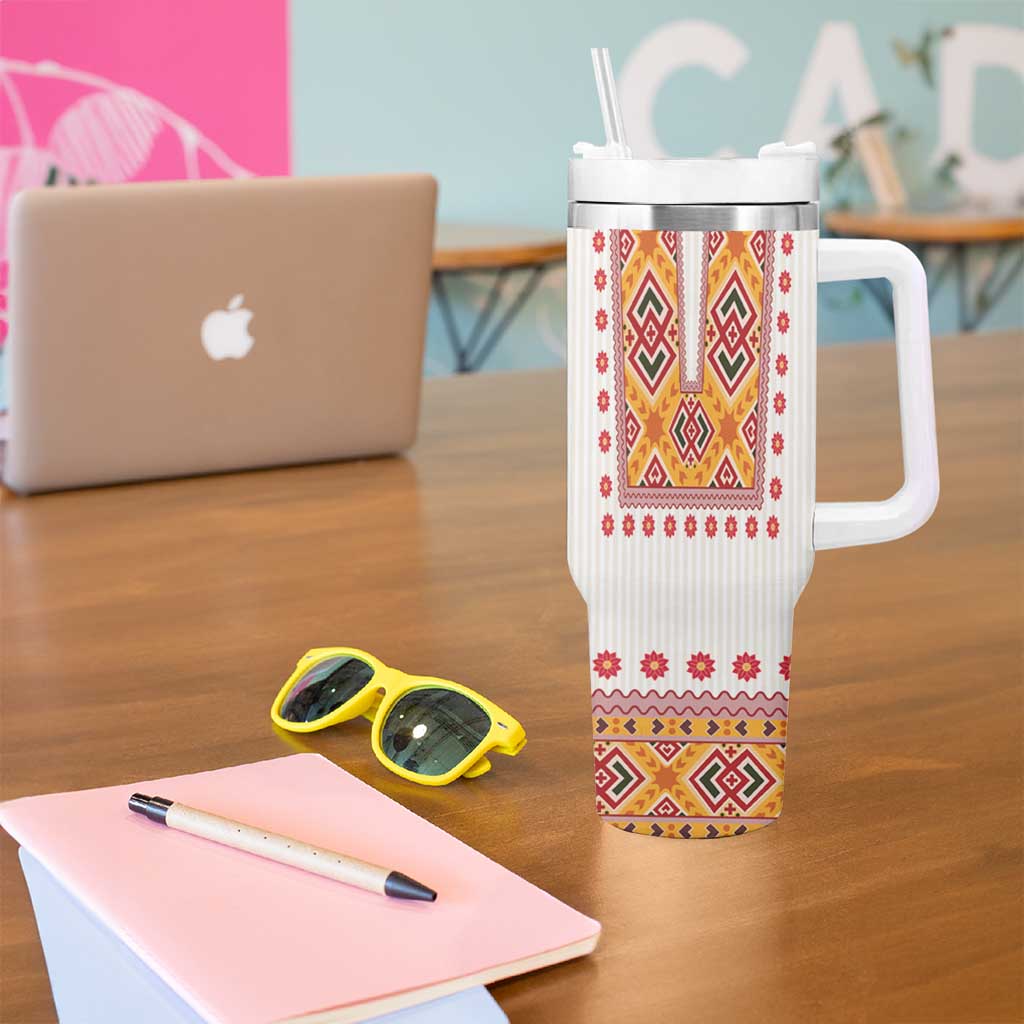 Slovakia Costume Tumbler With Handle Traditional Folk Pattern