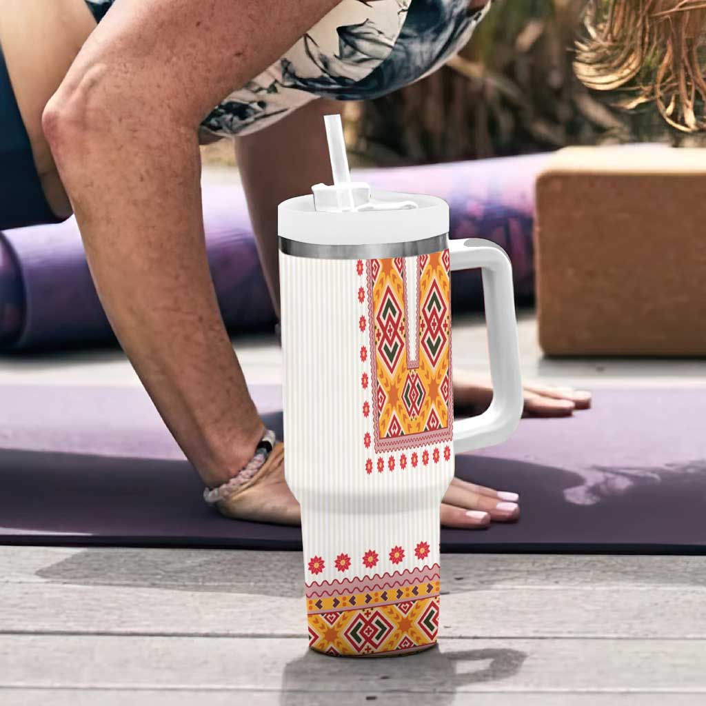 Slovakia Costume Tumbler With Handle Traditional Folk Pattern