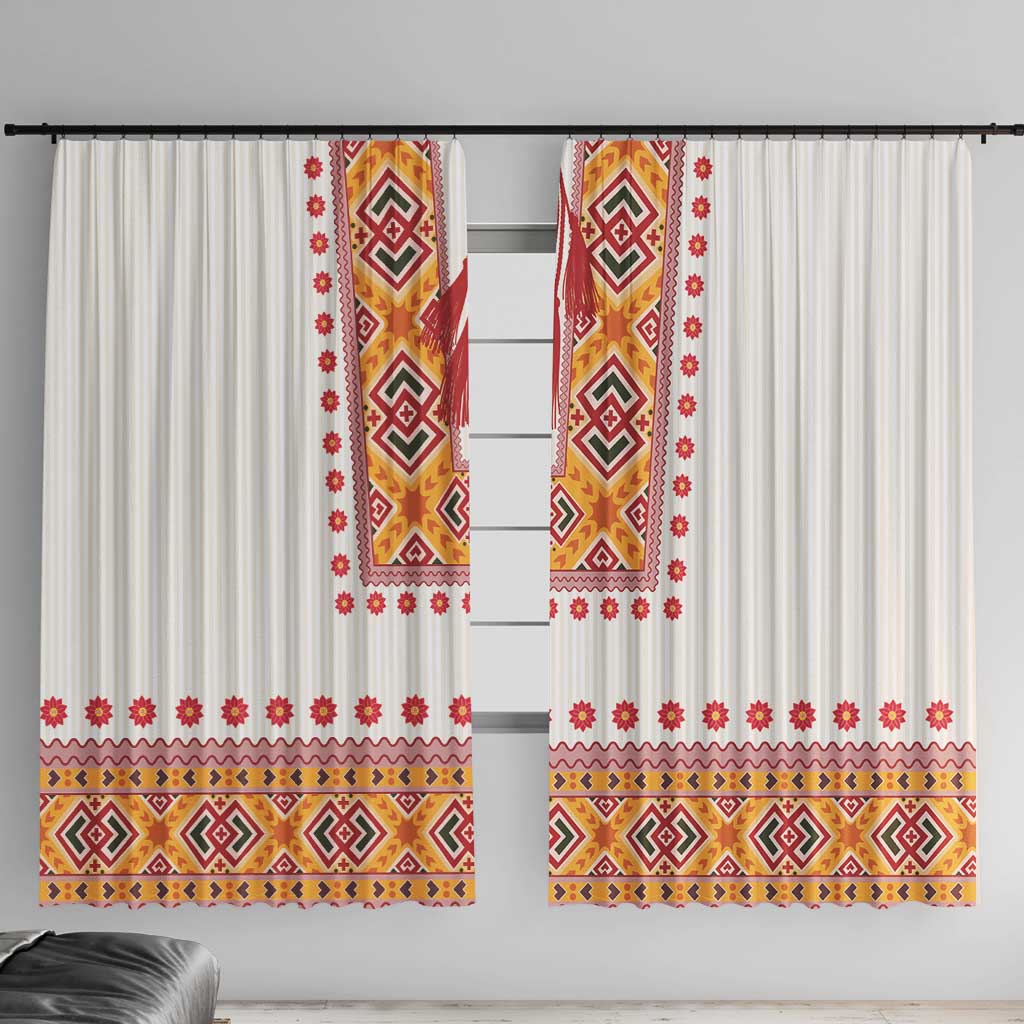 Slovakia Costume Window Curtain Traditional Folk Pattern