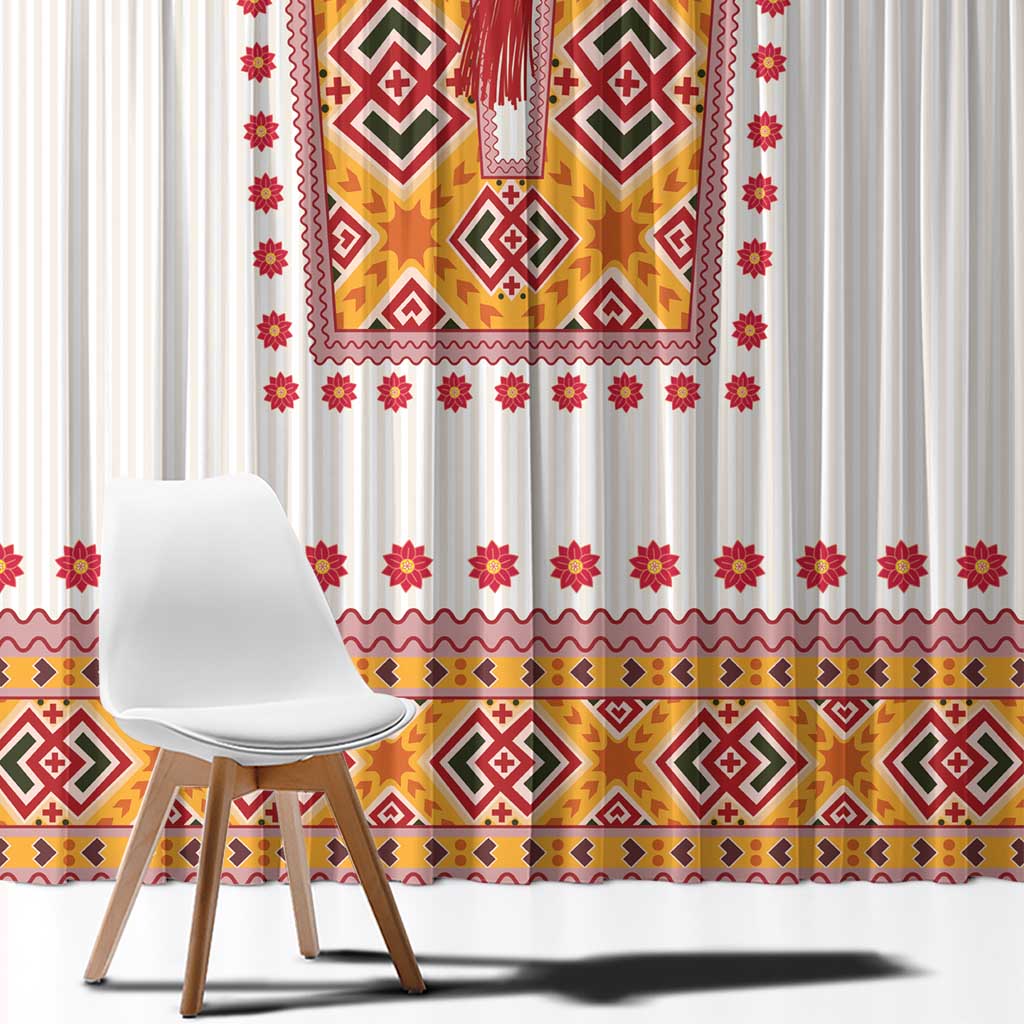 Slovakia Costume Window Curtain Traditional Folk Pattern