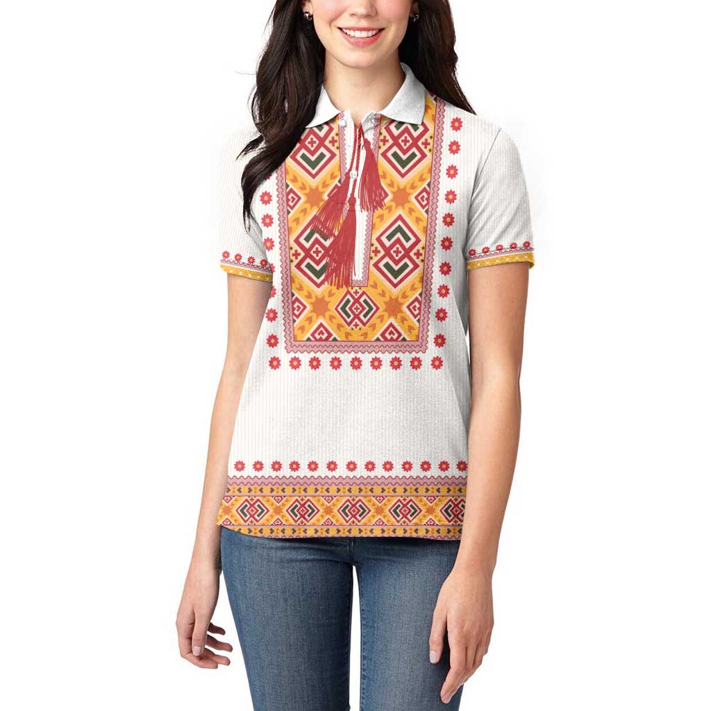 Slovakia Costume Women Polo Shirt Traditional Folk Pattern