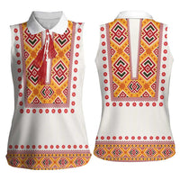 Slovakia Costume Women Sleeveless Polo Shirt Traditional Folk Pattern