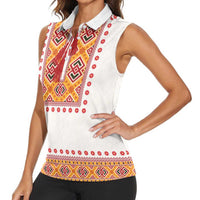Slovakia Costume Women Sleeveless Polo Shirt Traditional Folk Pattern