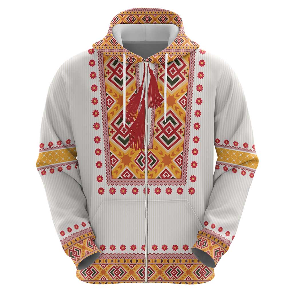 Slovakia Costume Zip Hoodie Traditional Folk Pattern