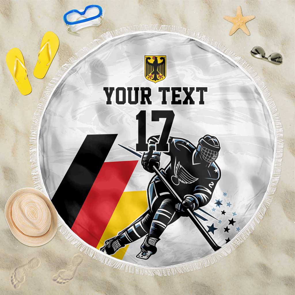 Custom Germany Ice Hockey Beach Blanket Retro Jersey