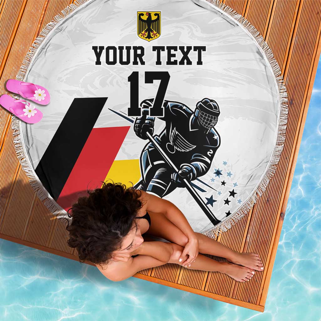 Custom Germany Ice Hockey Beach Blanket Retro Jersey