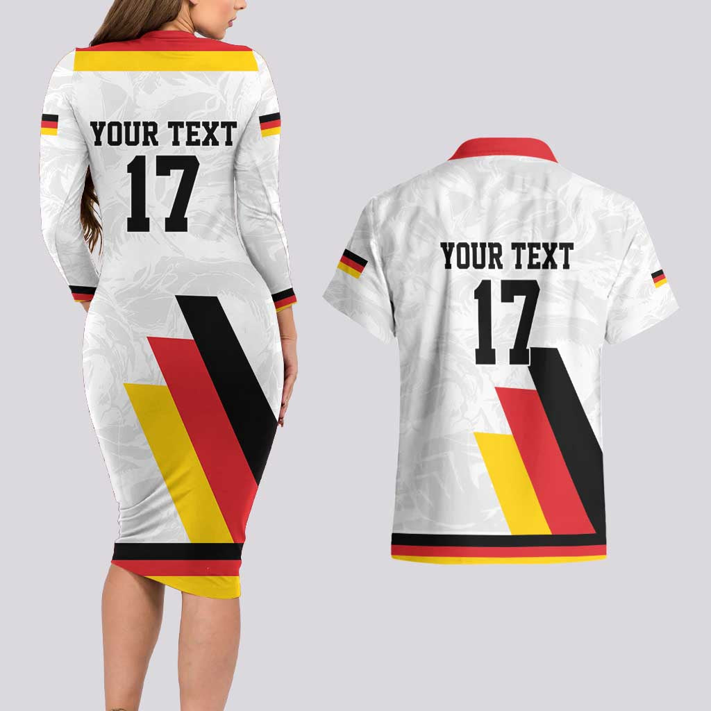 Custom Germany Ice Hockey Couples Matching Long Sleeve Bodycon Dress and Hawaiian Shirt Retro Jersey