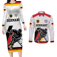 Custom Germany Ice Hockey Couples Matching Long Sleeve Bodycon Dress and Long Sleeve Button Shirt Retro Jersey