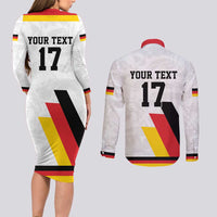 Custom Germany Ice Hockey Couples Matching Long Sleeve Bodycon Dress and Long Sleeve Button Shirt Retro Jersey