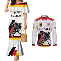 Custom Germany Ice Hockey Couples Matching Mermaid Dress and Long Sleeve Button Shirt Retro Jersey