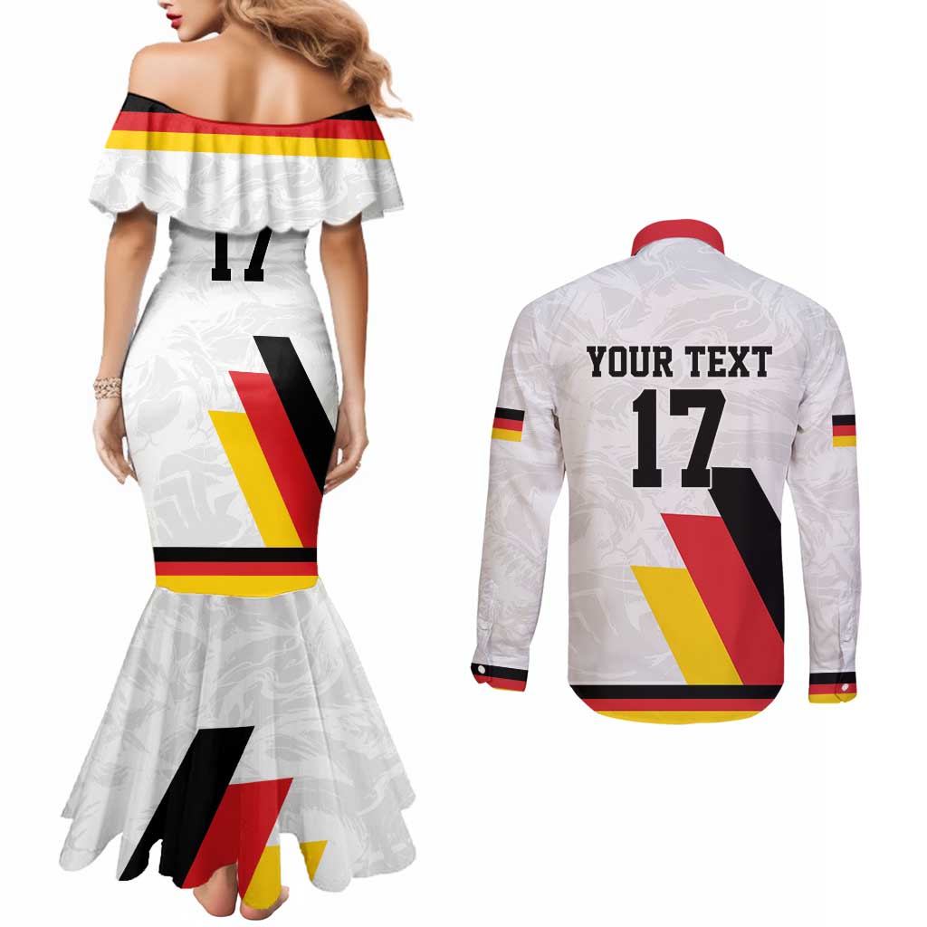 Custom Germany Ice Hockey Couples Matching Mermaid Dress and Long Sleeve Button Shirt Retro Jersey