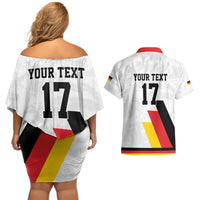 Custom Germany Ice Hockey Couples Matching Off Shoulder Short Dress and Hawaiian Shirt Retro Jersey