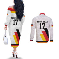 Custom Germany Ice Hockey Couples Matching Off The Shoulder Long Sleeve Dress and Long Sleeve Button Shirt Retro Jersey