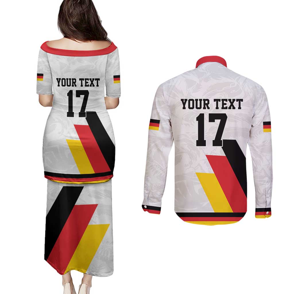 Custom Germany Ice Hockey Couples Matching Puletasi and Long Sleeve Button Shirt Retro Jersey