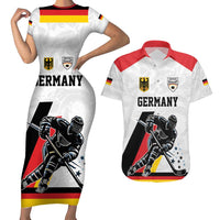 Custom Germany Ice Hockey Couples Matching Short Sleeve Bodycon Dress and Hawaiian Shirt Retro Jersey