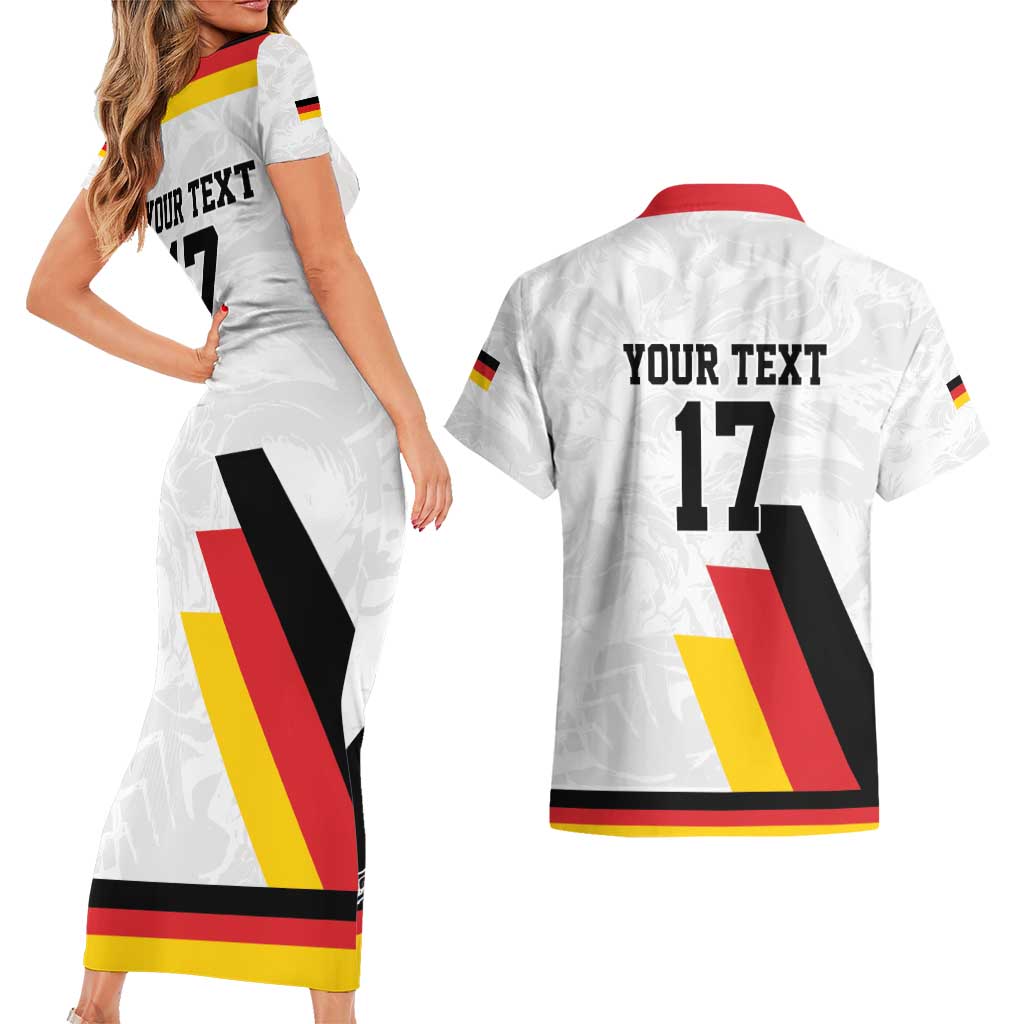 Custom Germany Ice Hockey Couples Matching Short Sleeve Bodycon Dress and Hawaiian Shirt Retro Jersey